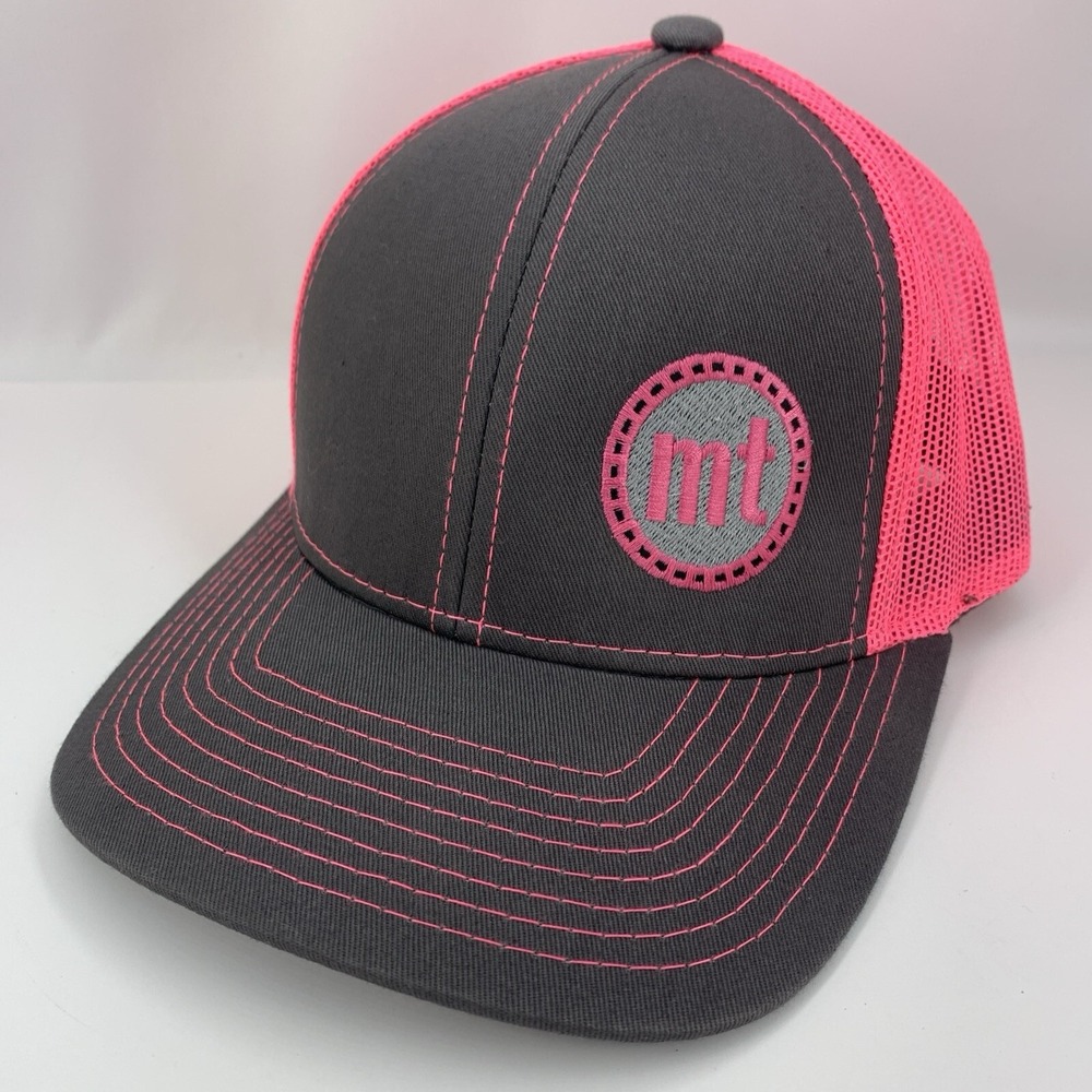 mt Logo Gray Hat Pink Mesh Adjustable Outdoor Cap Platinum Series Baseball Cap